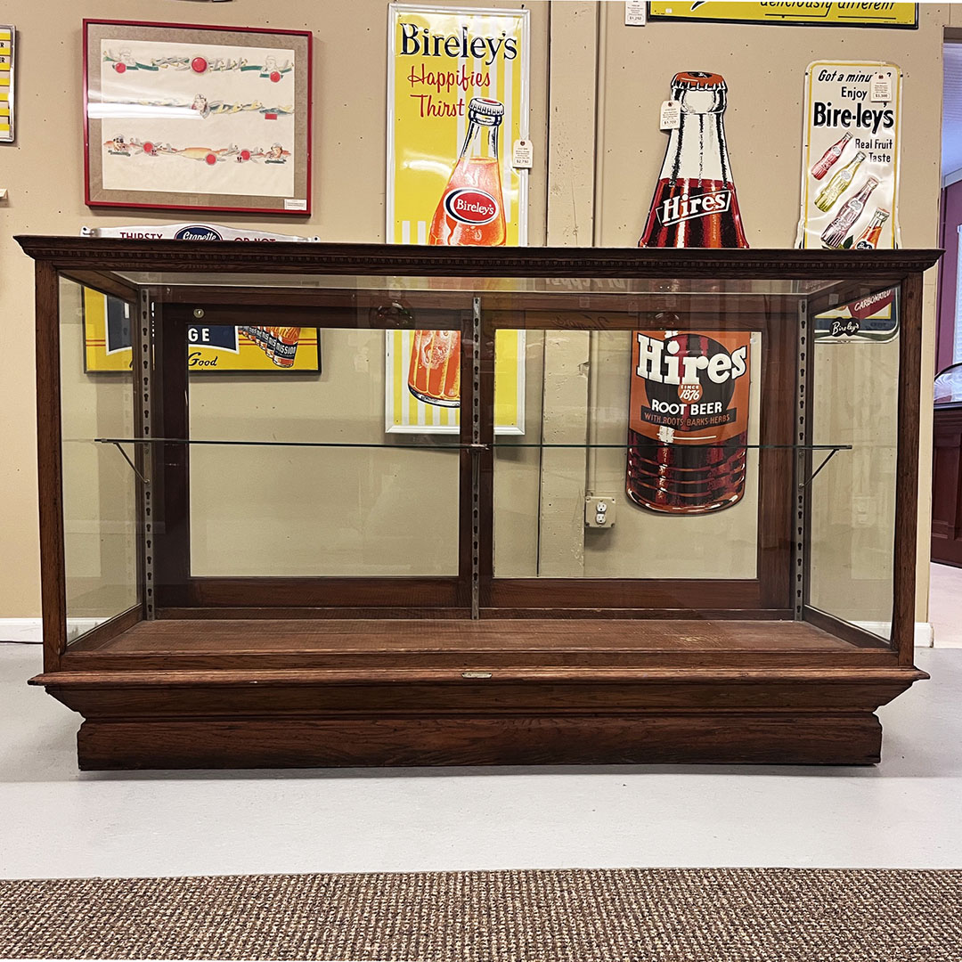 Glass Front Oak Trim Showcase With Glass Sides & Top 71 Inch