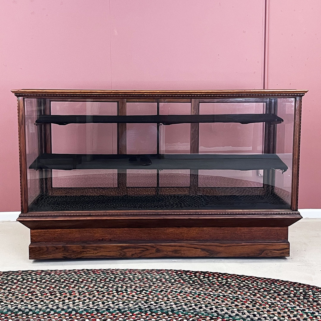 Glass Top Hickory Trim Showcase Glass Front & Sides 70 Inch