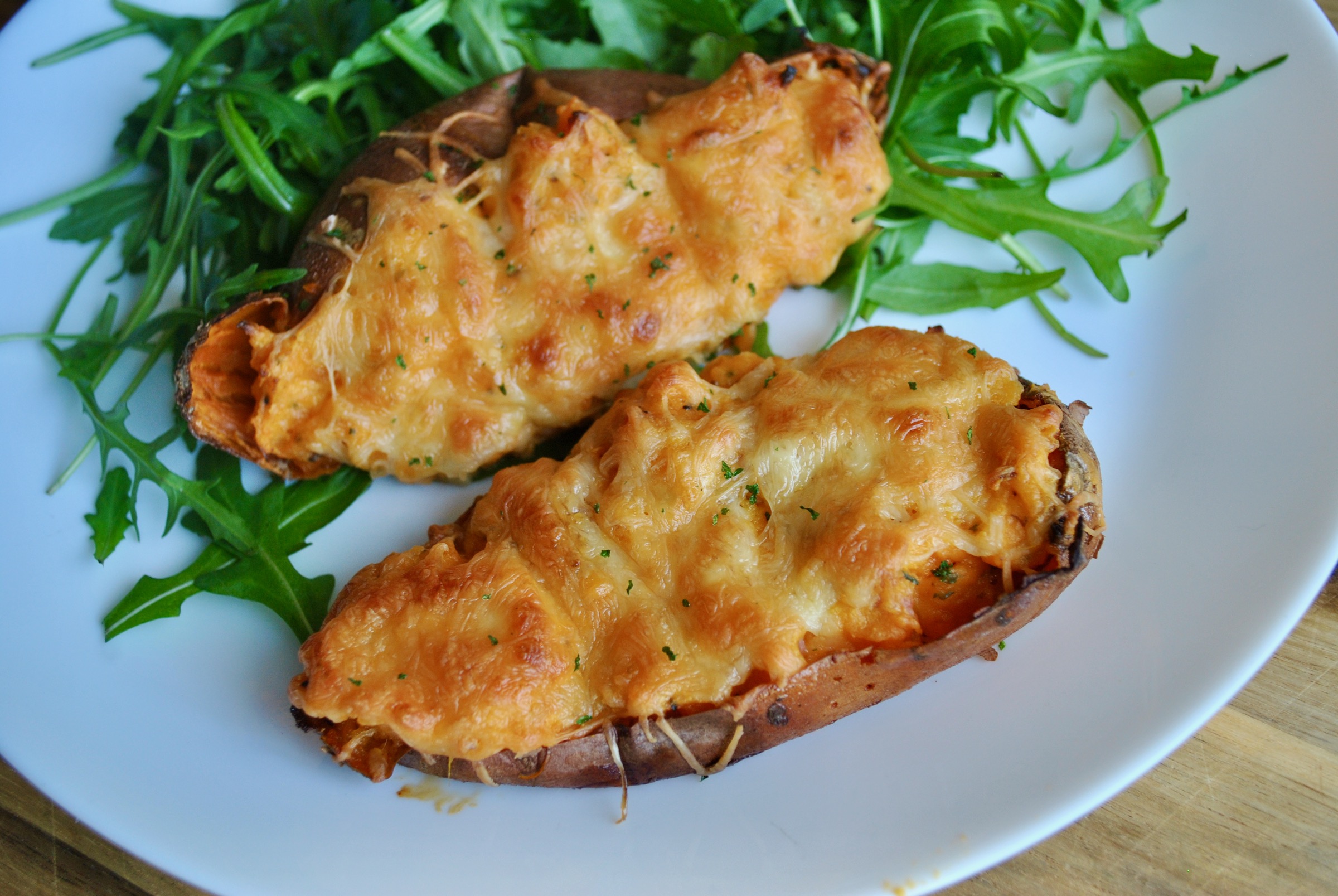 Loaded Bacon & Cheese Sweet Potatoes Recipe