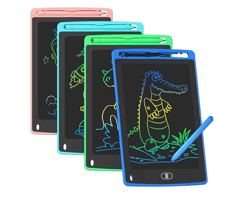 Kids drawing tablets with colorful cases for fun, artistic expression, and educational activities. P.