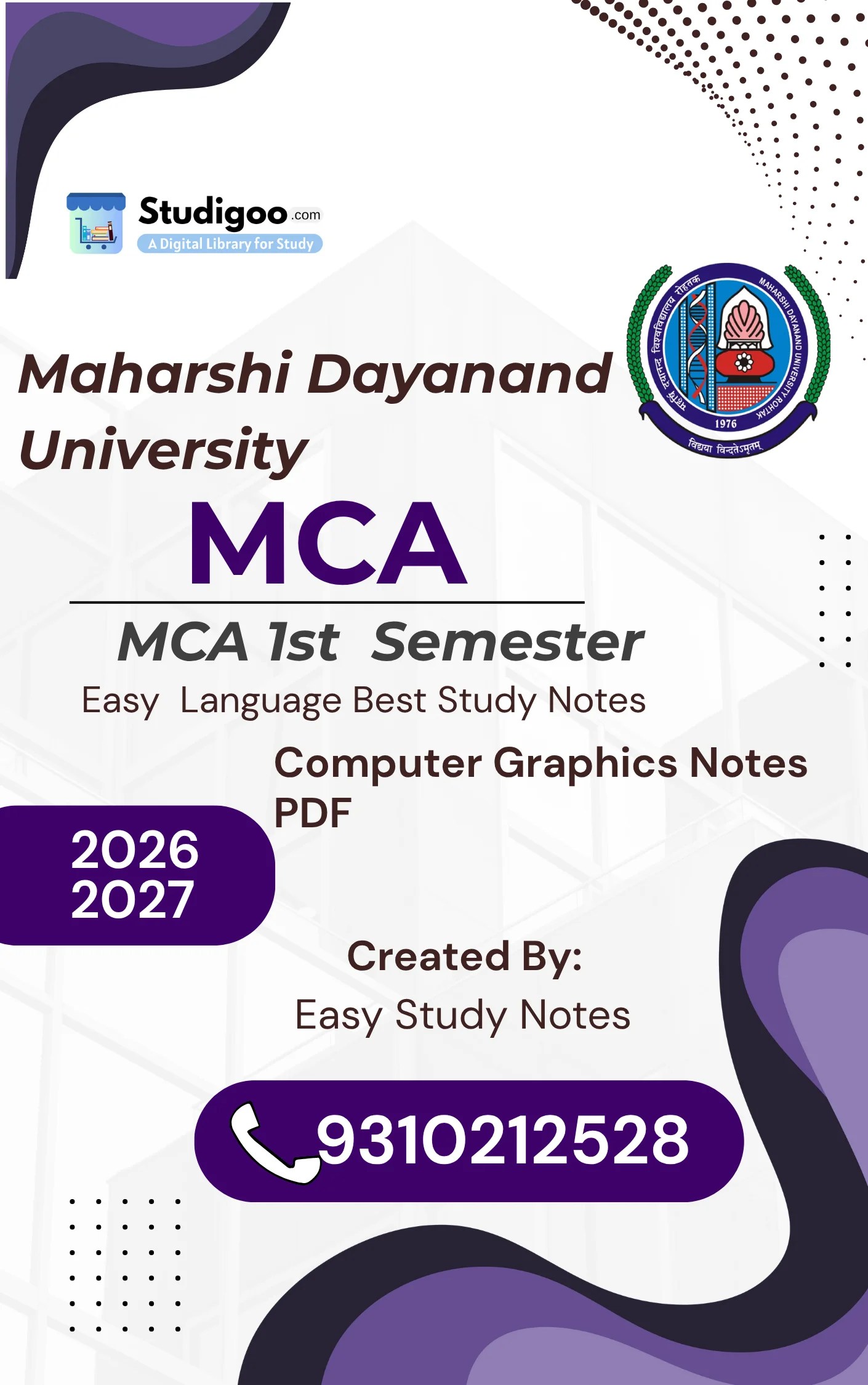 MDU MCA Computer Graphics Notes