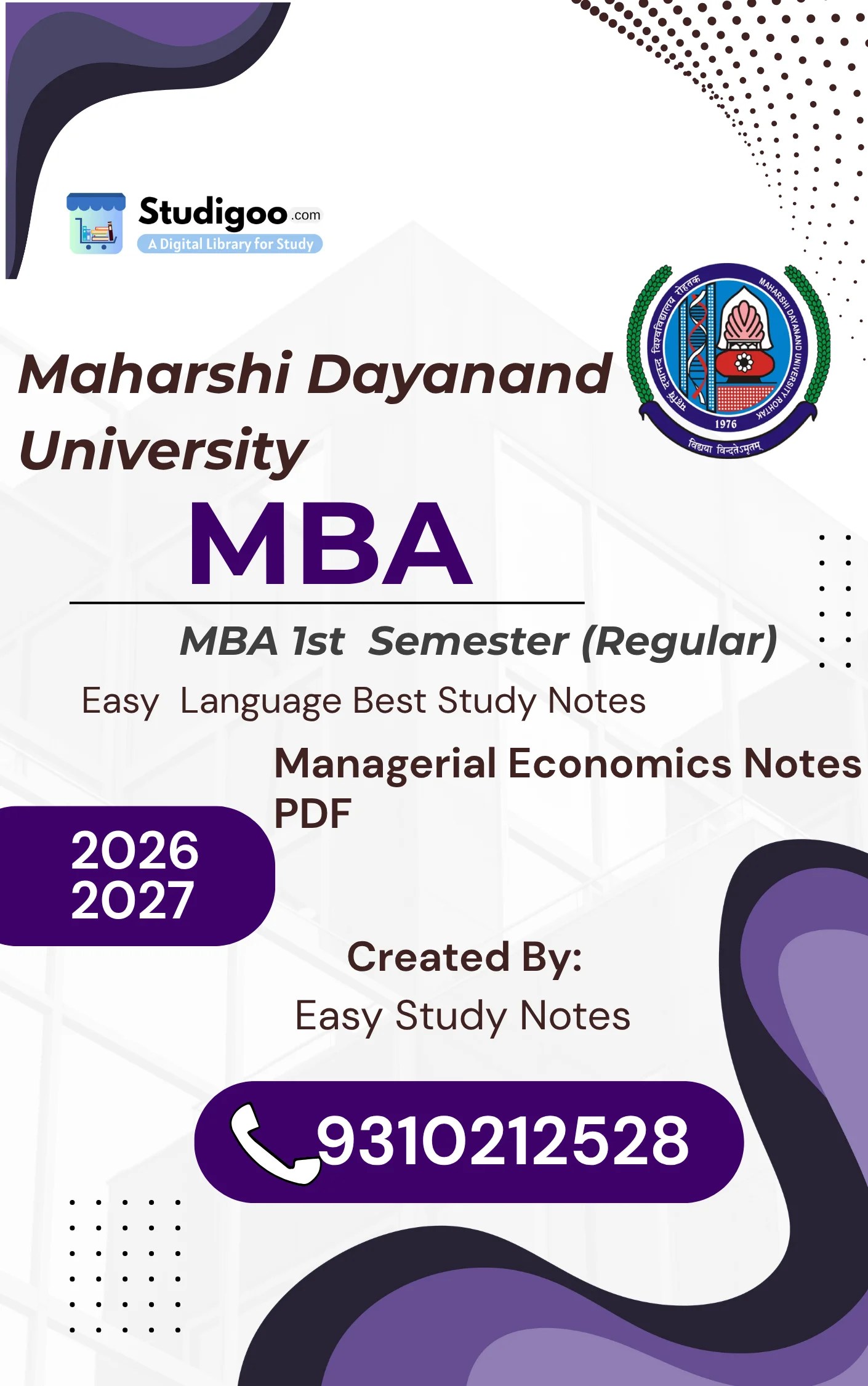 MDU MBA Managerial Economics Notes
