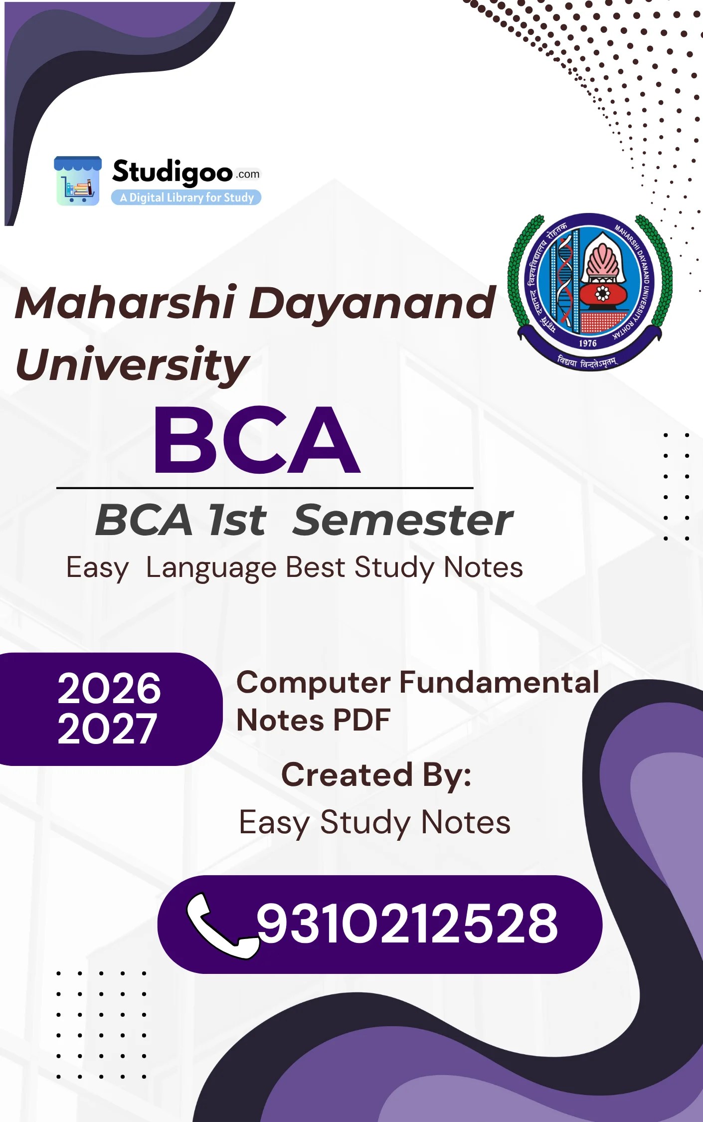 BCA 1st Semester Computer Fundamental Notes