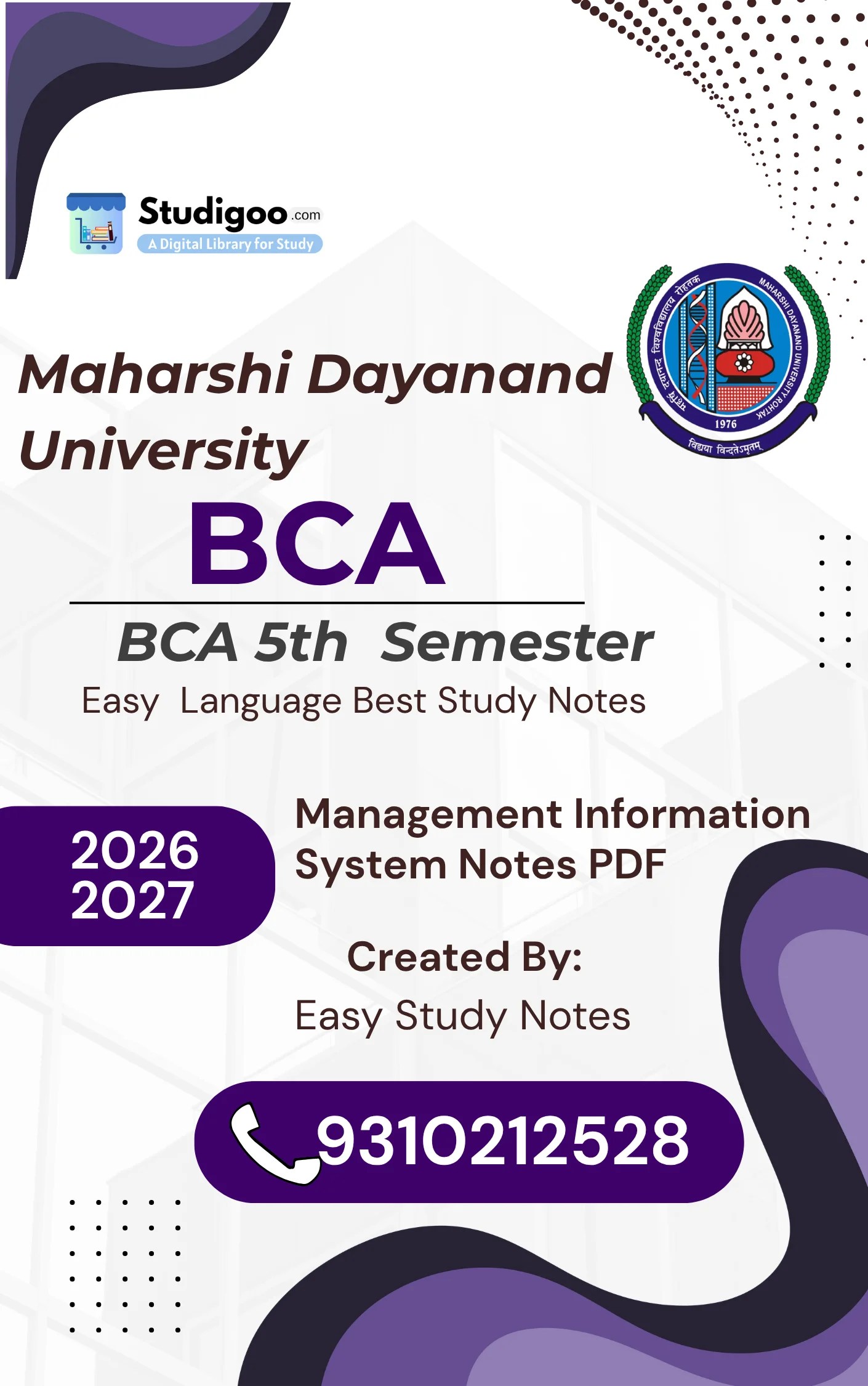 MDU BCA 5th Semester MIS Notes PDF