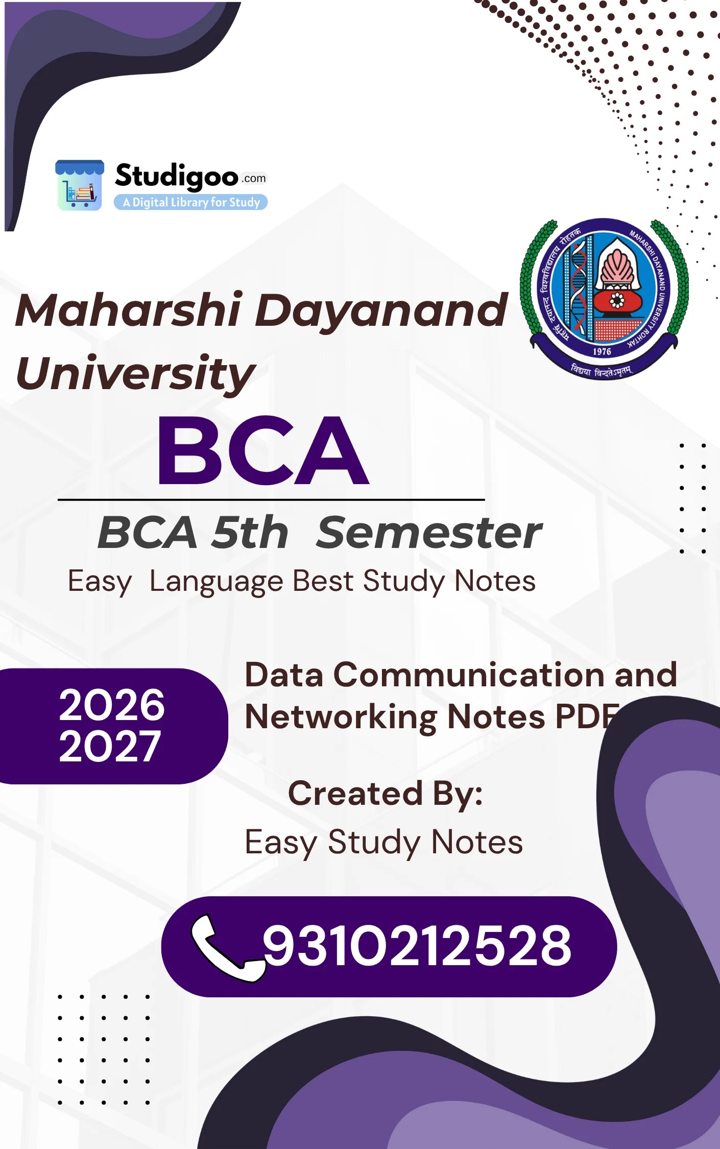 MDU BCA 5th Semester Data Communication and Networking Notes