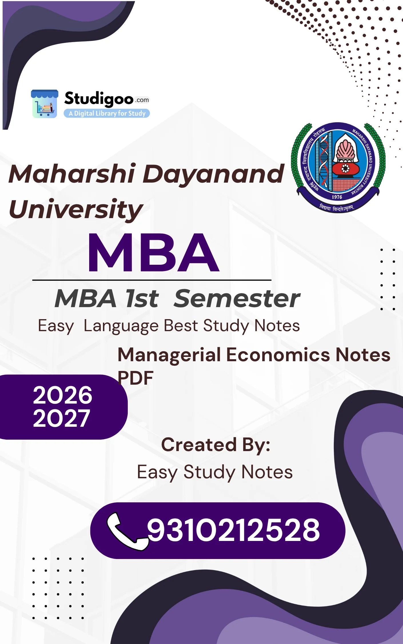 MDU MBA Managerial Economics Notes