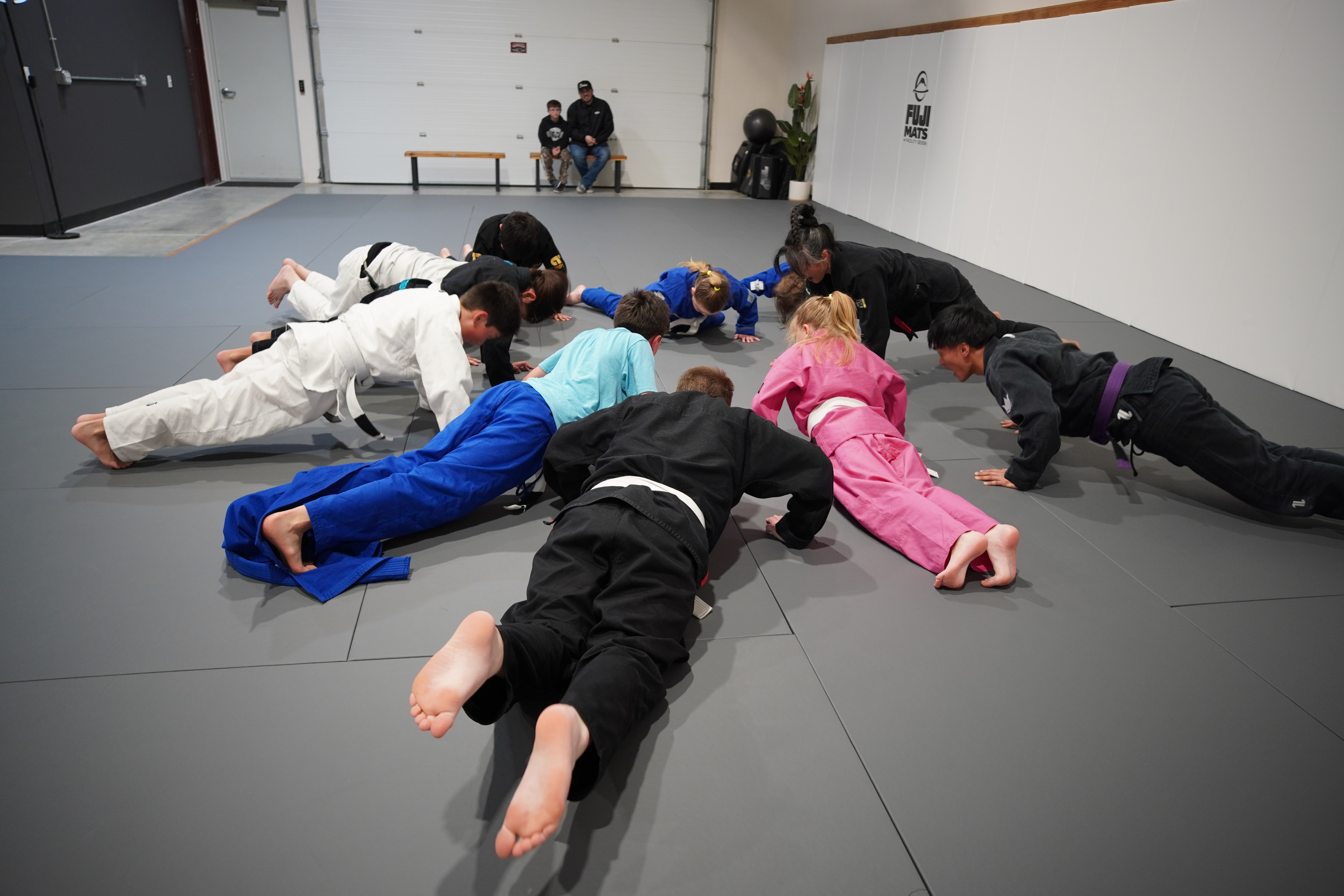 Kids doing push ups