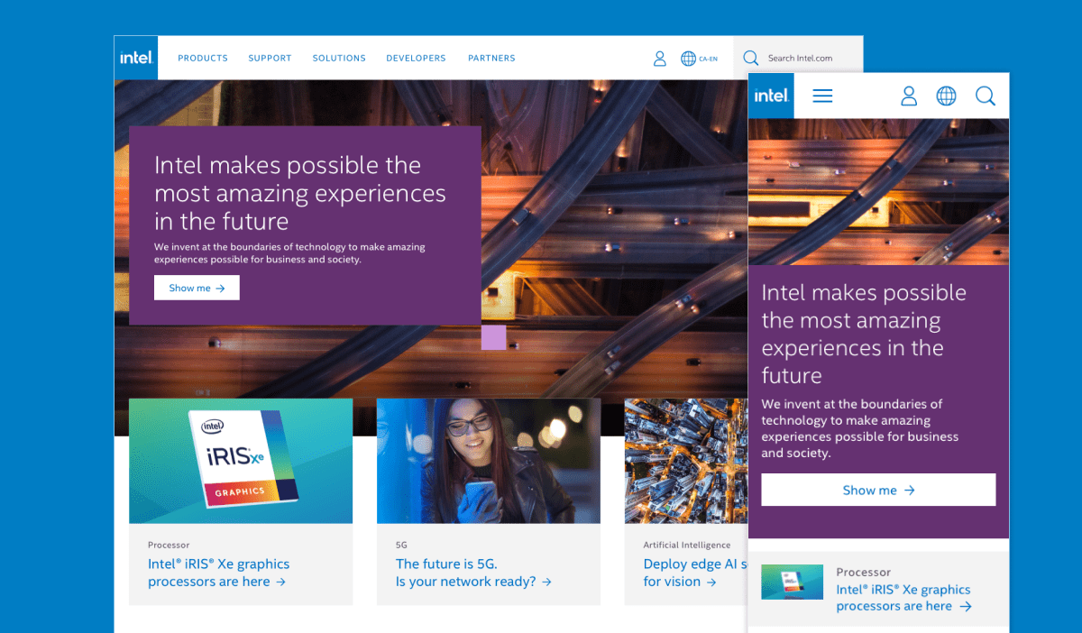 Intel.com UI design