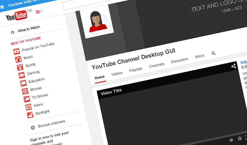 Youtube channel mockup with two themes; Youtube Channel Gui Psd Template Studio Gallant