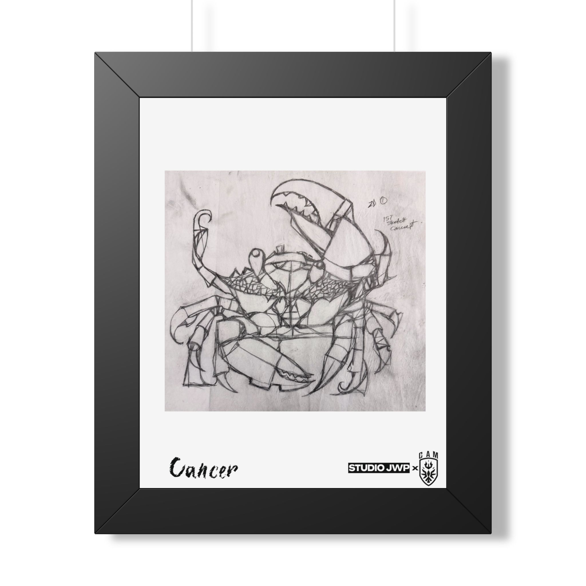Cancer Framed Poster — Zodiac Sketch Art Print