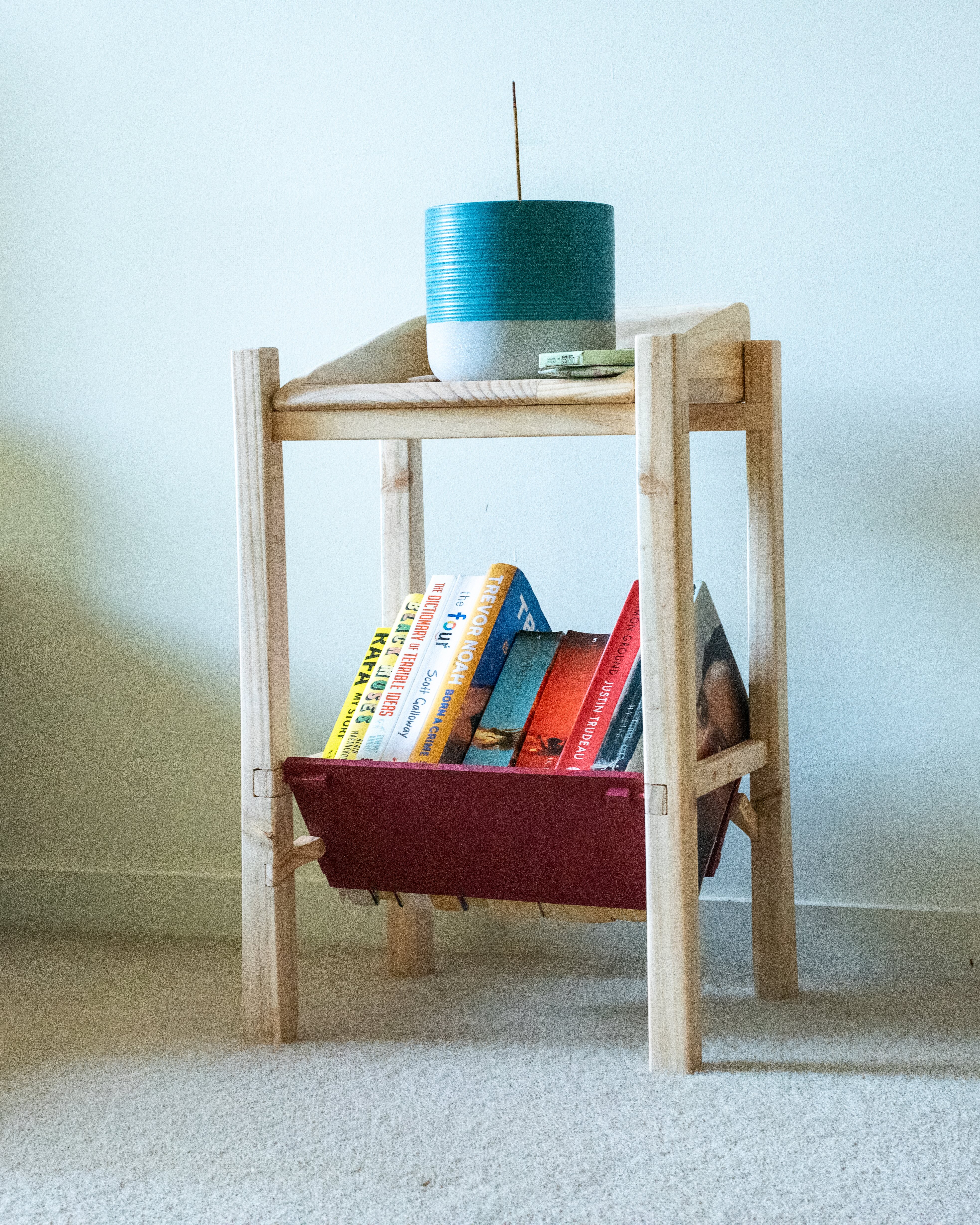 Side table with a split shelf