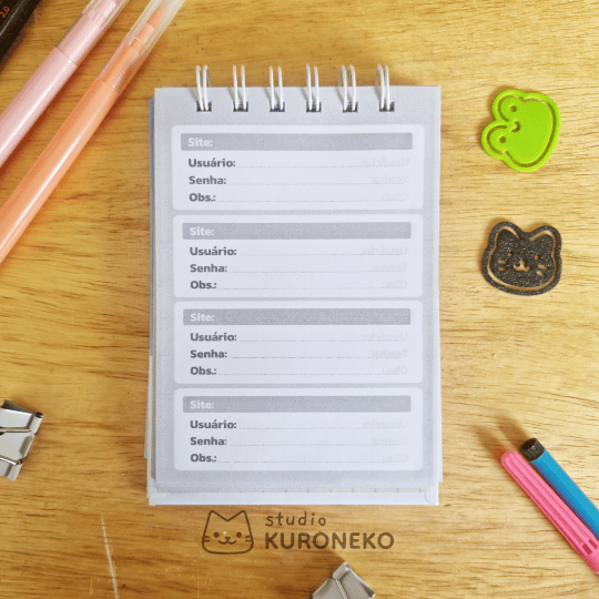 Caderno de Logins e Senhas A6 (10,5 x 14,8cm) - Capa Dura