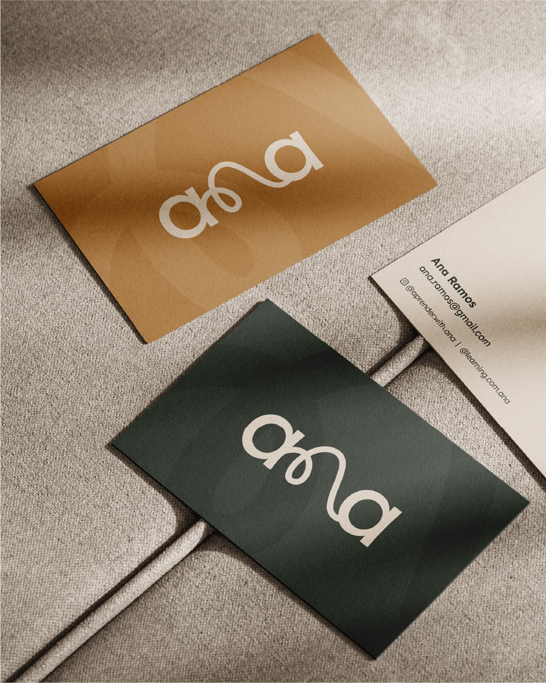 Ana branded business card designs Studio Olival Brand & Digital