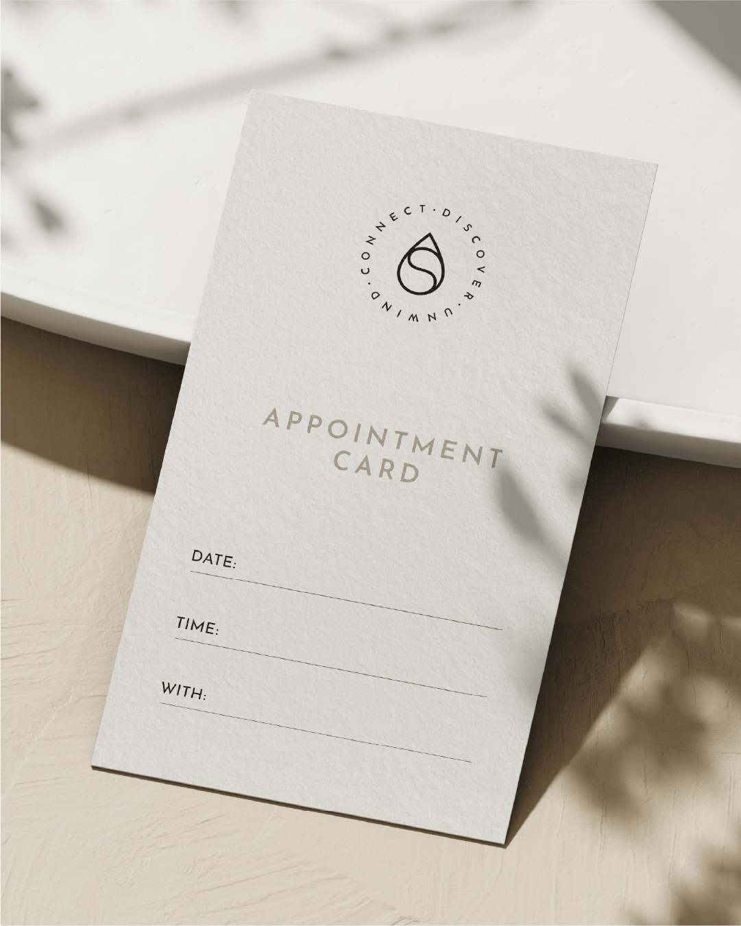 Sentu branded appointment card Studio Olival Brand & Digital