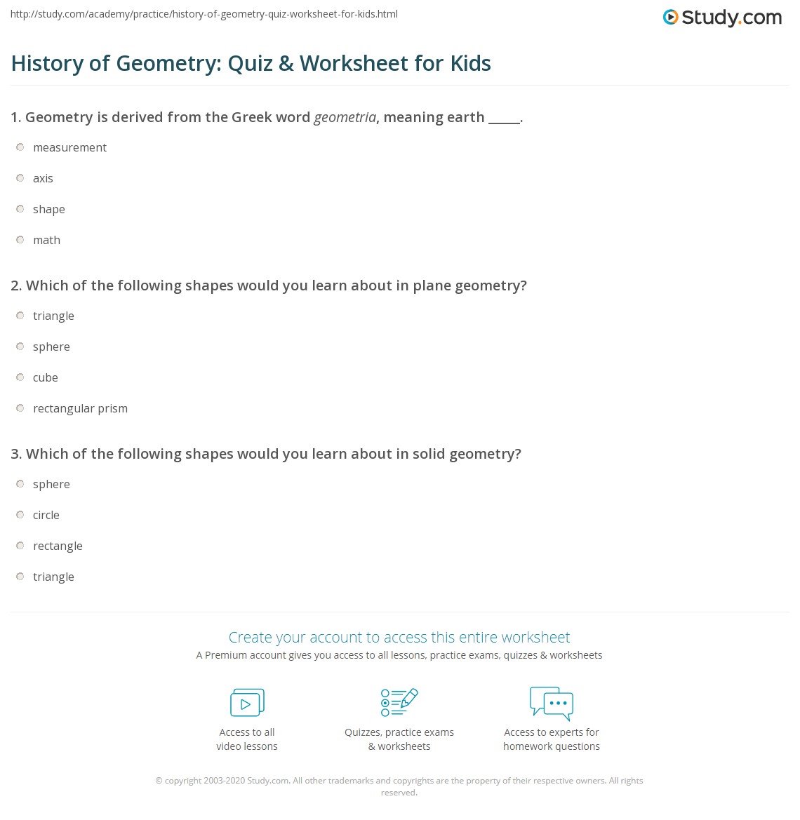 Interior angles of polygon worksheet exterior angles of a polygon; History Of Geometry Quiz Worksheet For Kids Study Com
