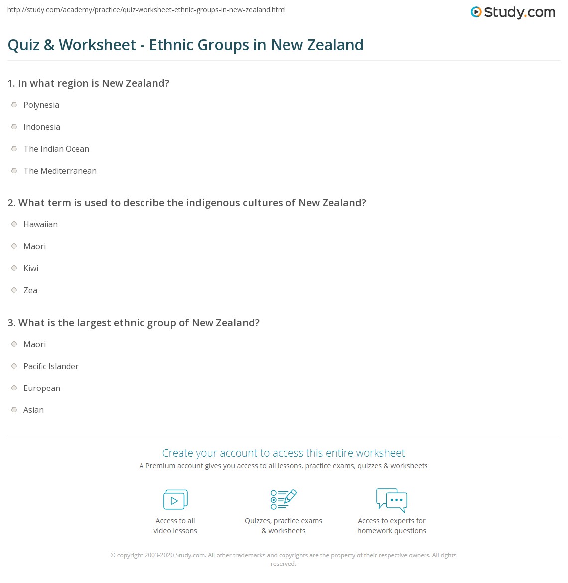 quiz worksheet ethnic groups in new zealand study com