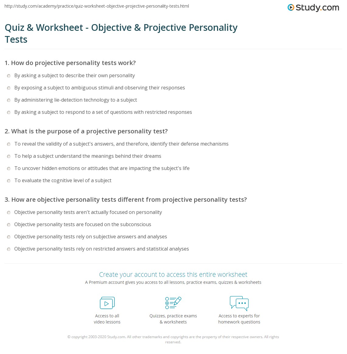 Here's how to know if you're exercising too much. Quiz Worksheet Objective Projective Personality Tests Study Com