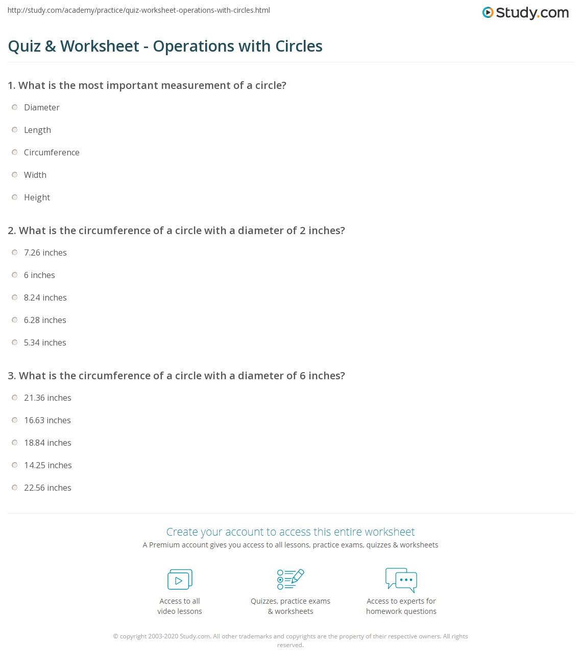 Browse distance formula worksheets resources on teachers pay teachers, a marketplace trusted by millions of teachers for original . Quiz Worksheet Operations With Circles Study Com