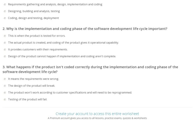 Quiz & Worksheet - SDLC Implementation & Coding Phase | Study.com