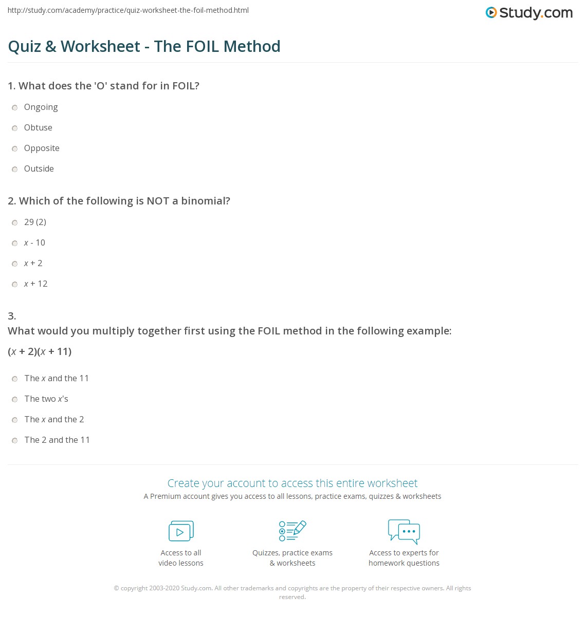Quiz & worksheet