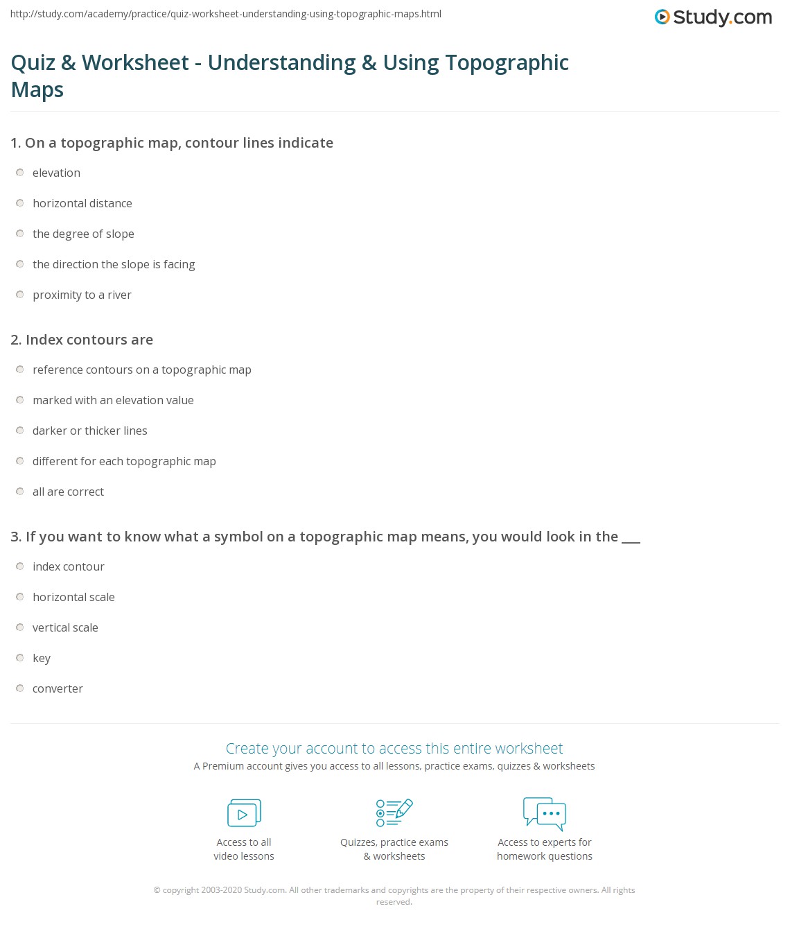 Maps are a terrific way to learn about geography. Quiz Worksheet Understanding Using Topographic Maps Study Com