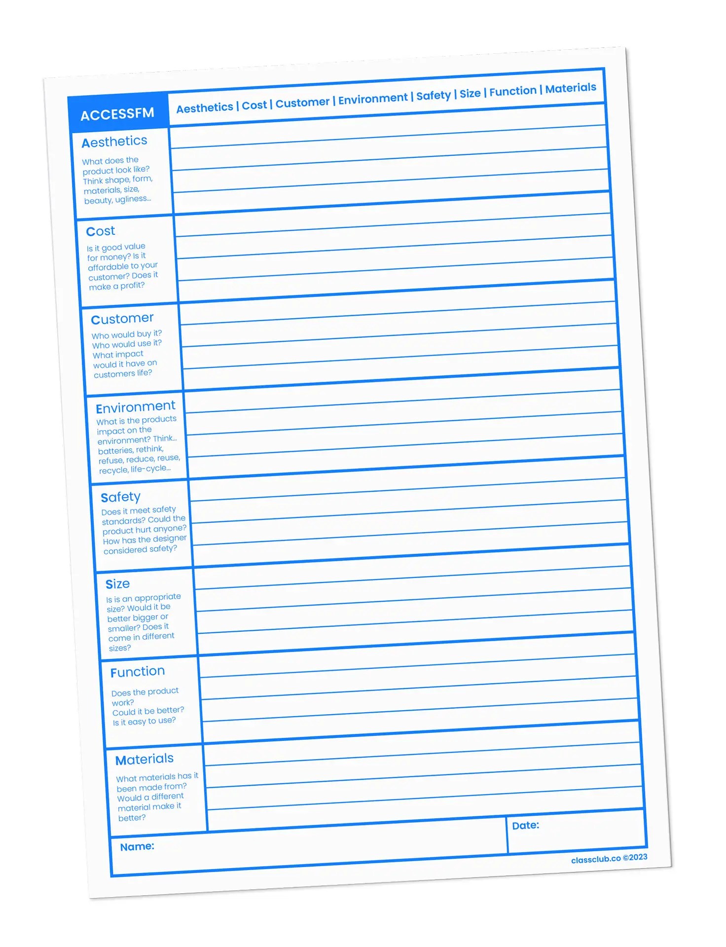 Accessfm Worksheet