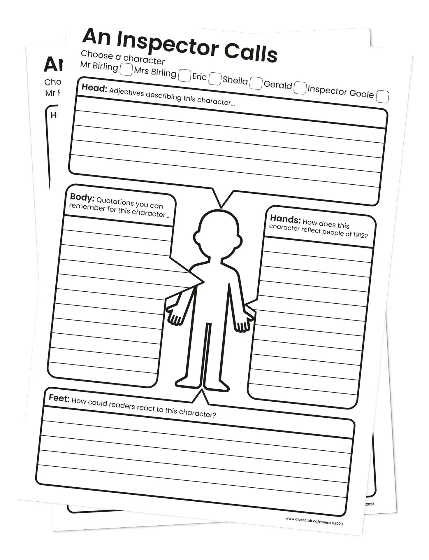 An Inspector Calls Character worksheet