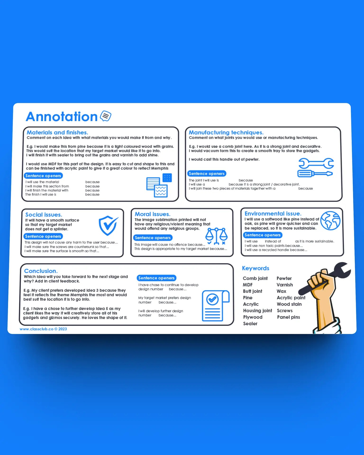 Annotation desk sheet