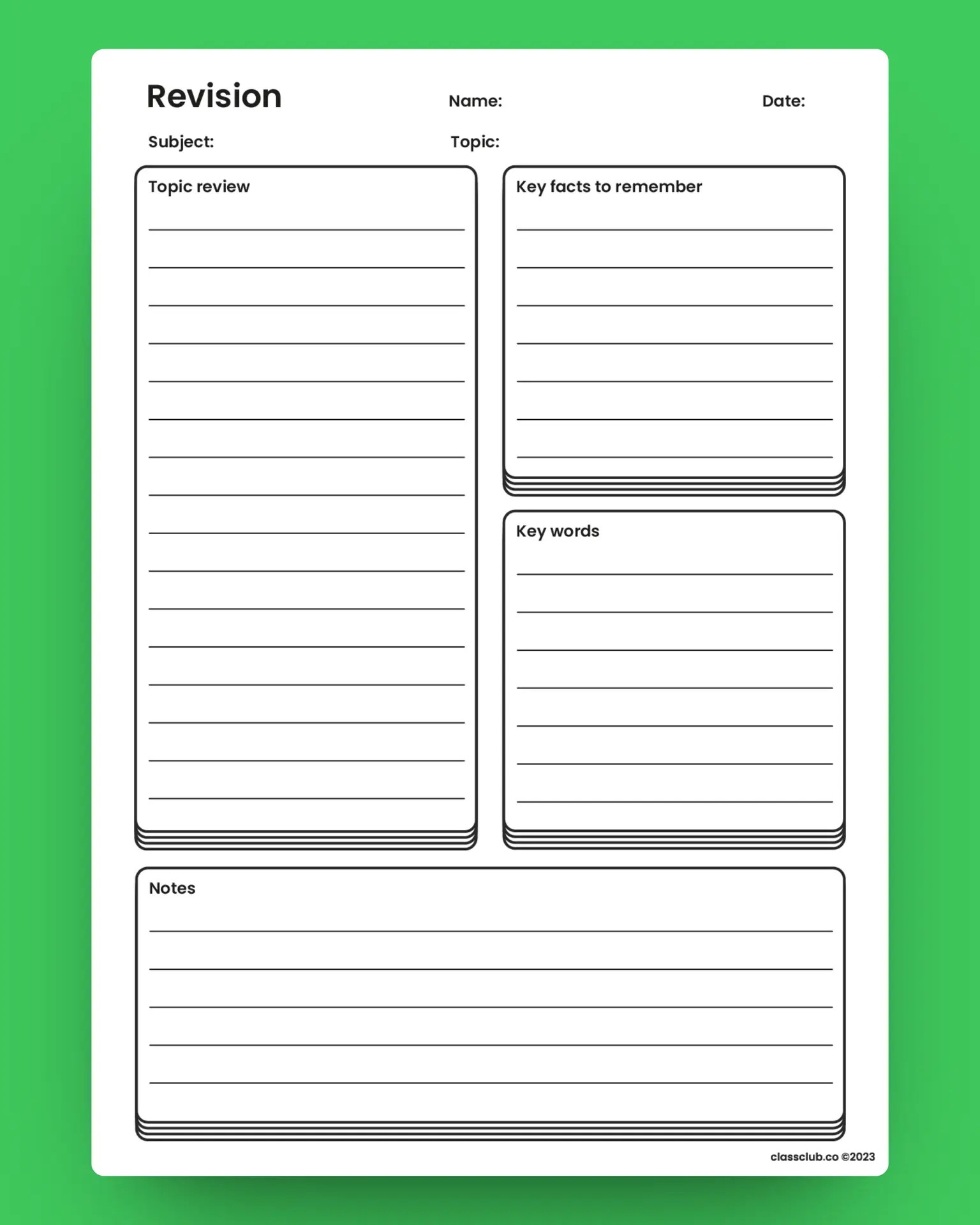 Revision worksheet