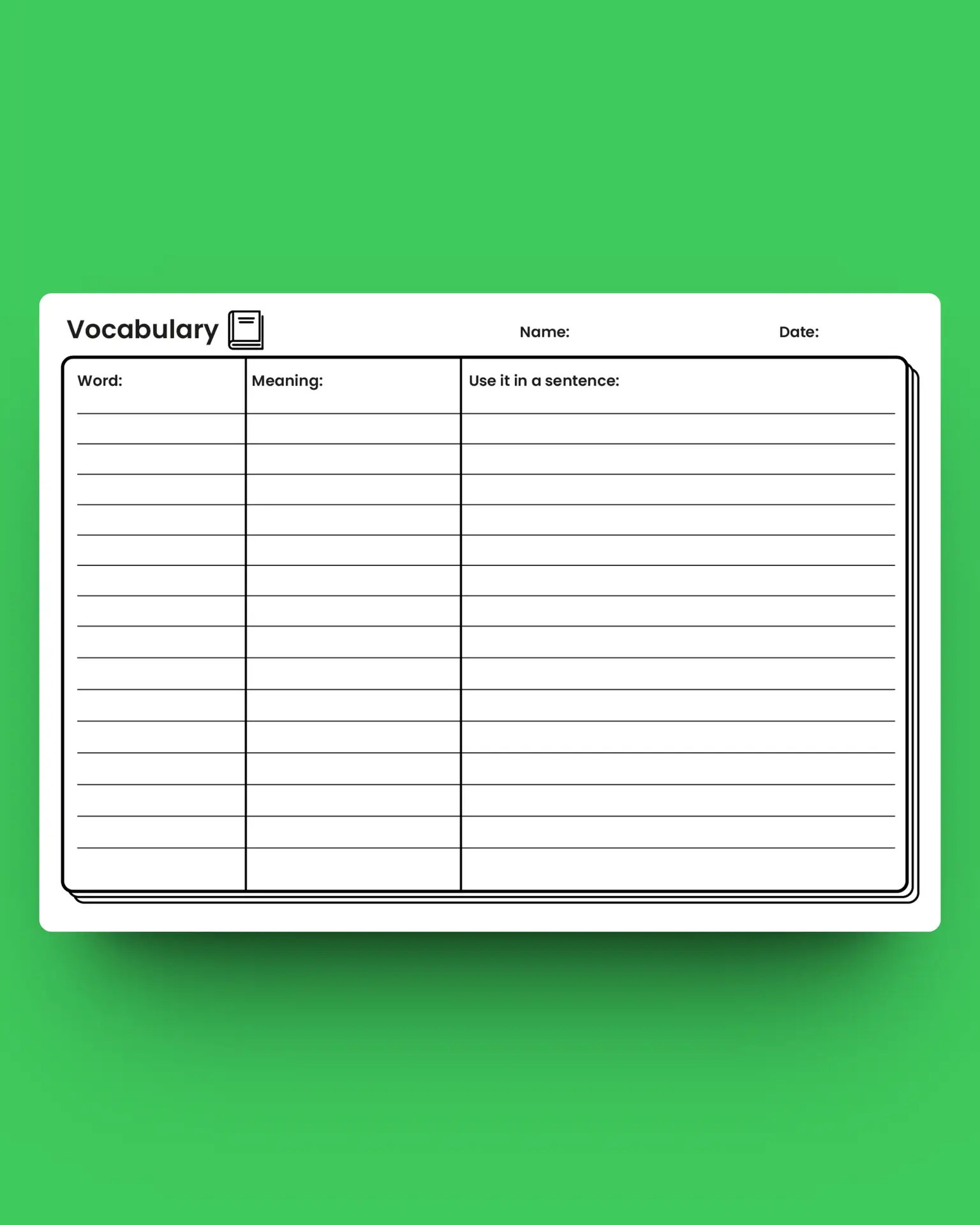 Vocab worksheet