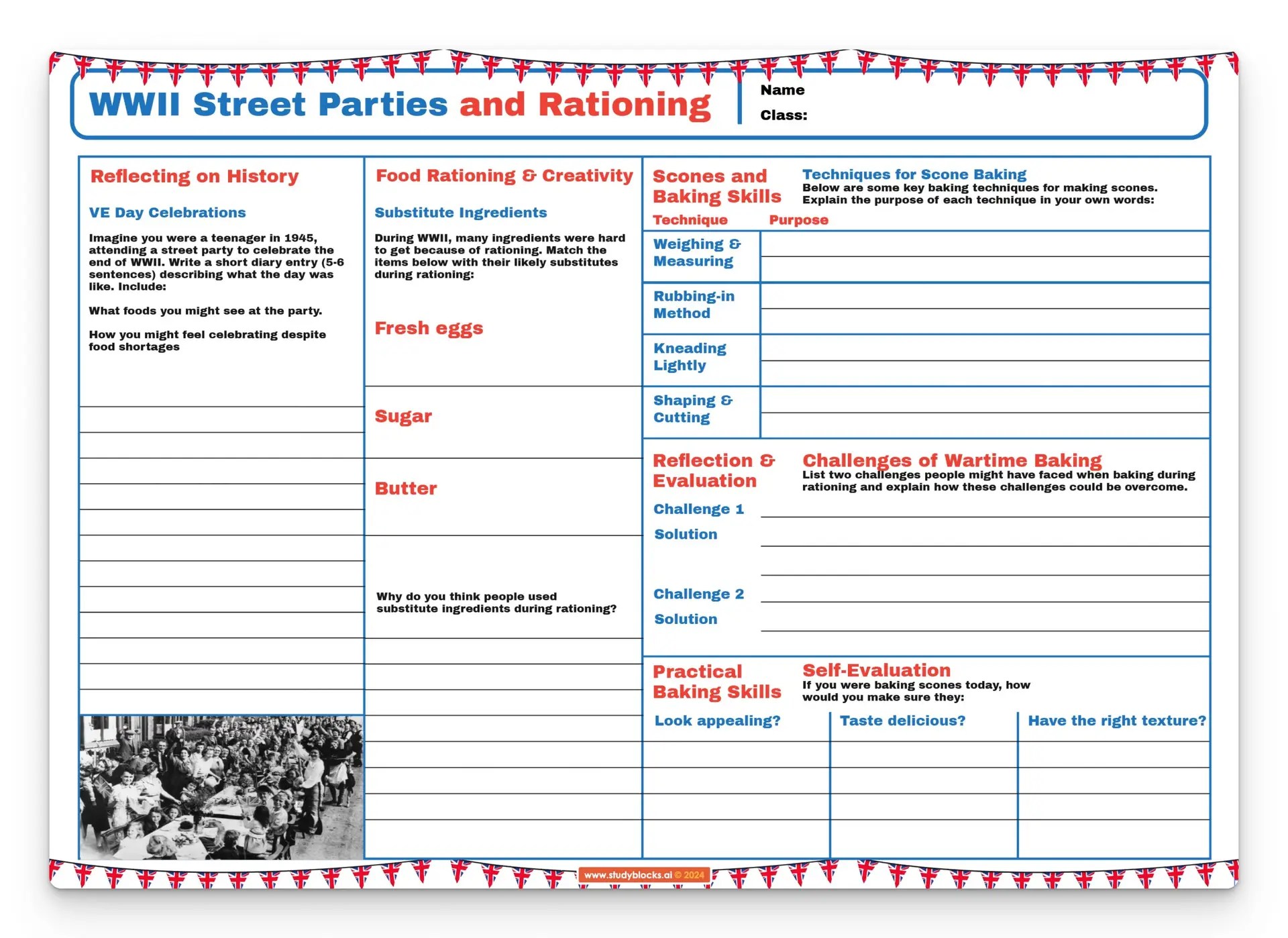 Street Parties worksheet