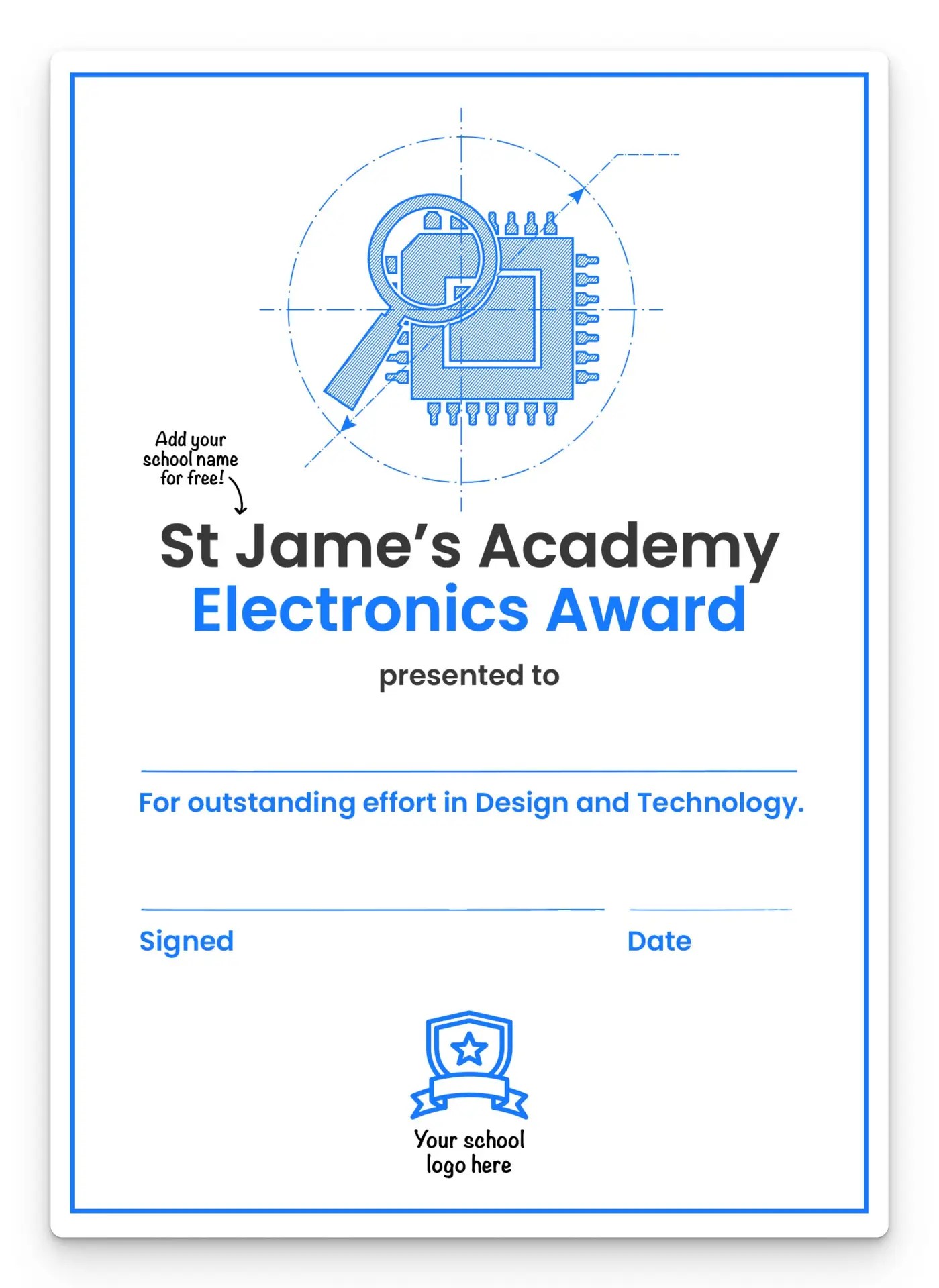 Electronics award certificate