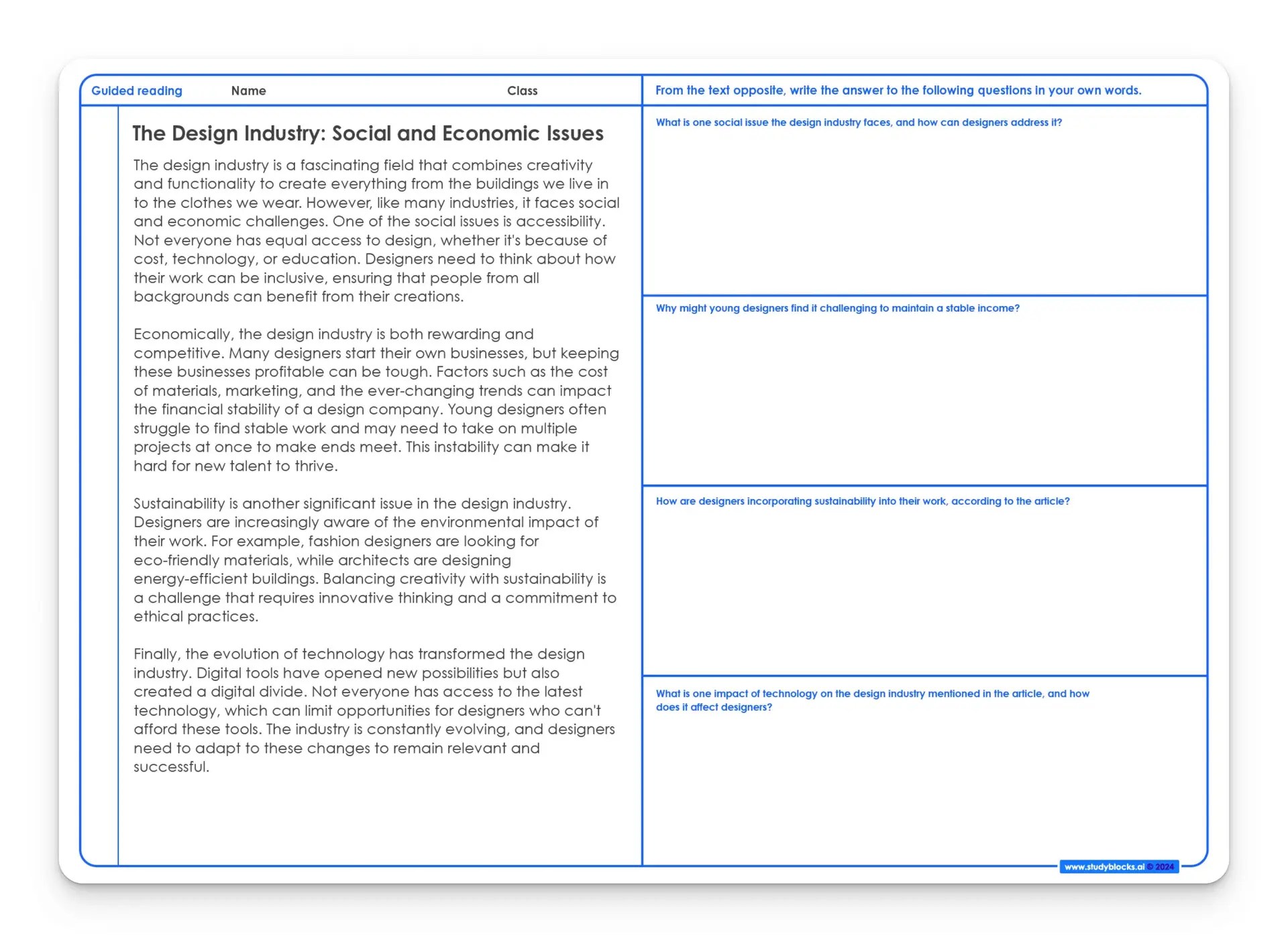 Design industry guided reading ✏️