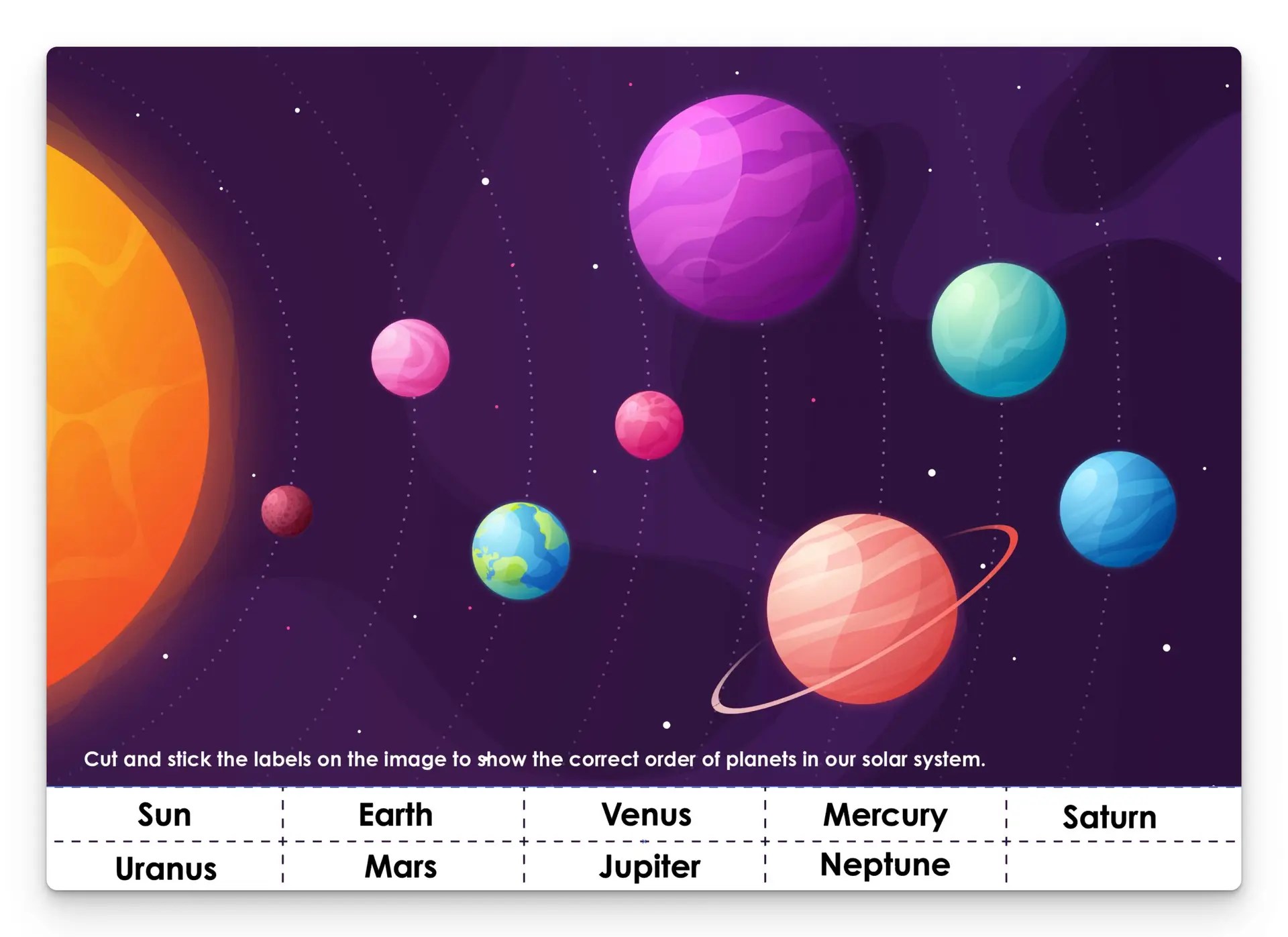 Solar system cut and stick worksheet