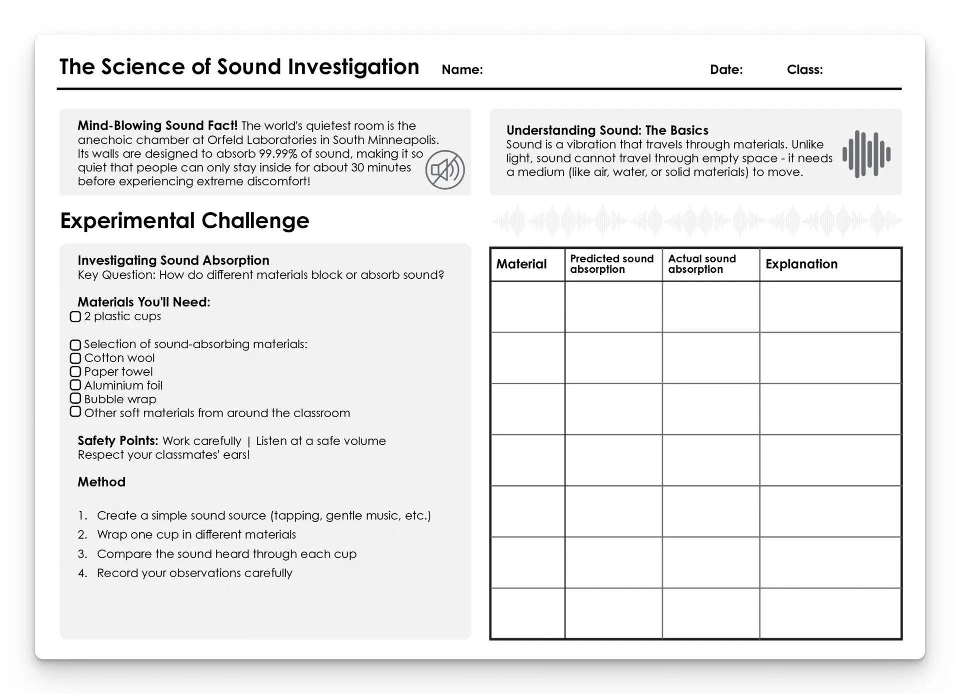Sound investigation worksheet