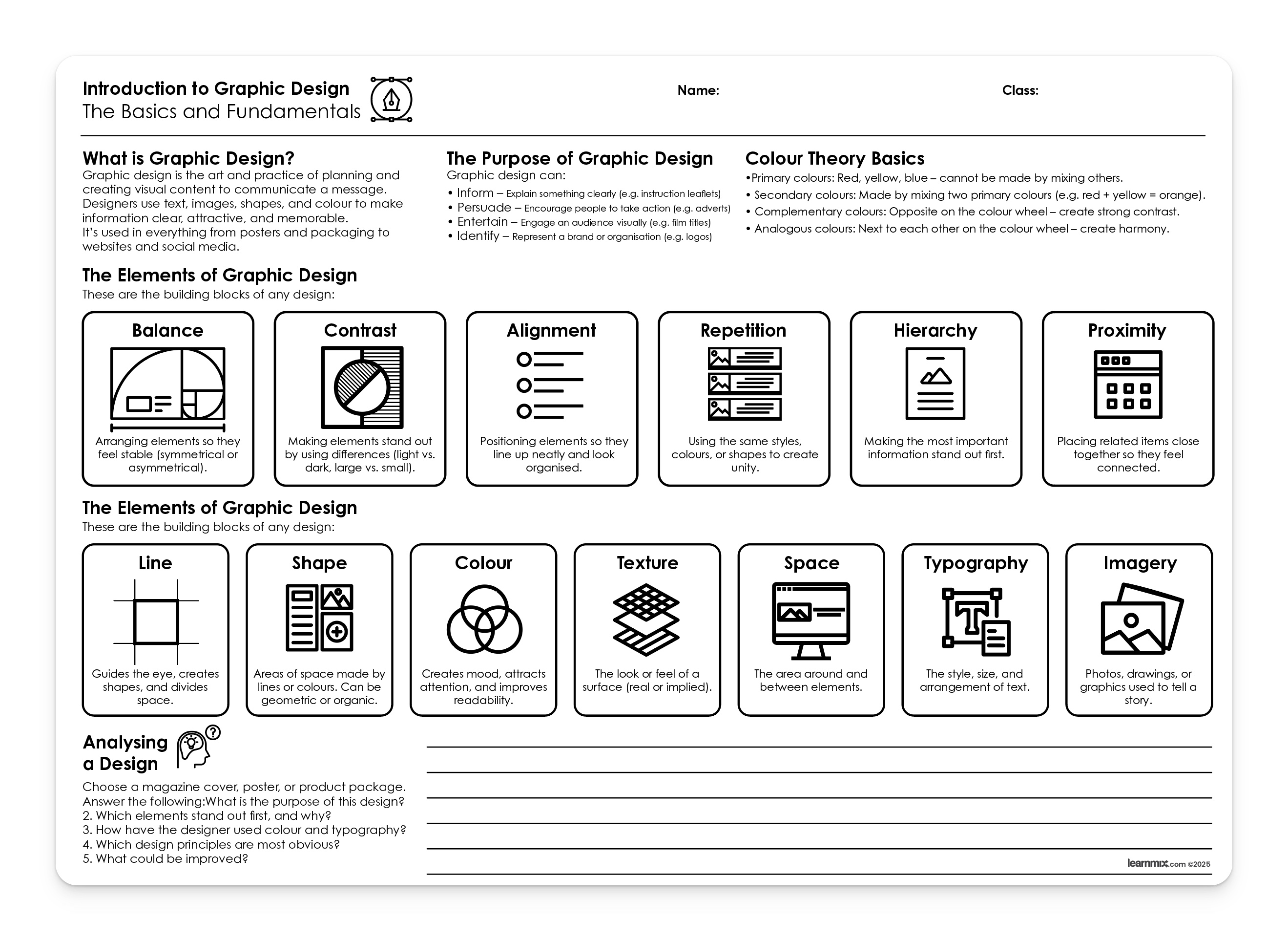Graphic design worksheet