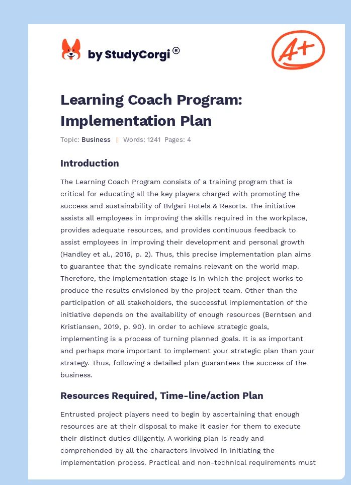 Sample Program Implementation Plan Pdf Teachers Learning - Best Minimal Pictures in High Resolution