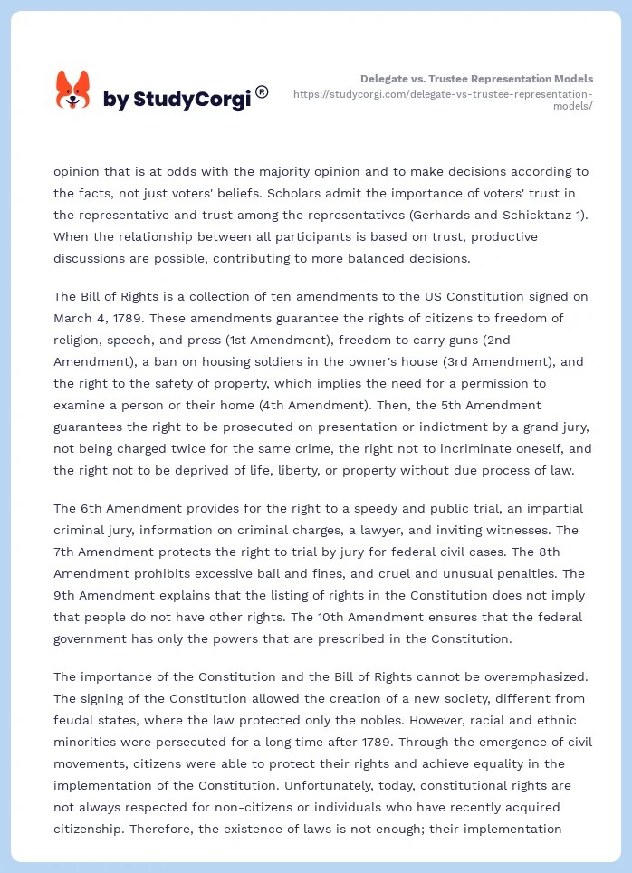 Delegate vs. trustee representation models