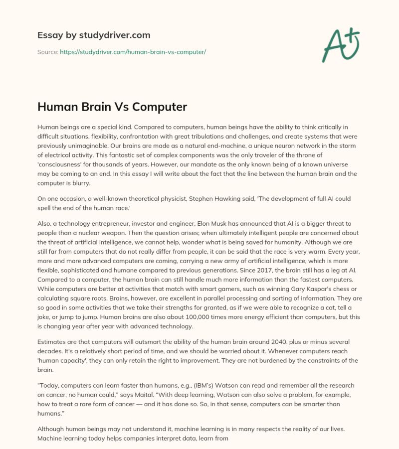 Human Brain Vs Computer Free Essay Example Studydriver Com - Modern Space Wallpaper - 4K