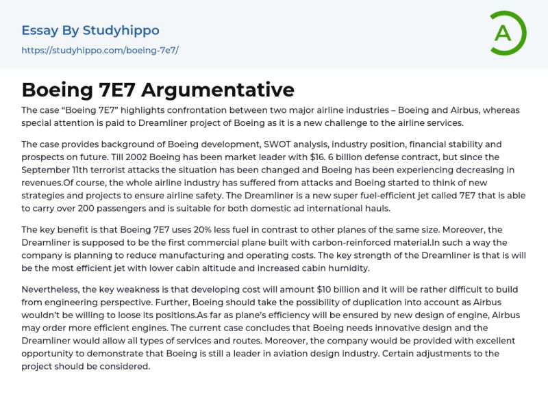 The Boeing 7e7 Essay Example Studyhippo Com - Mobile Dark Pictures for Desktop
