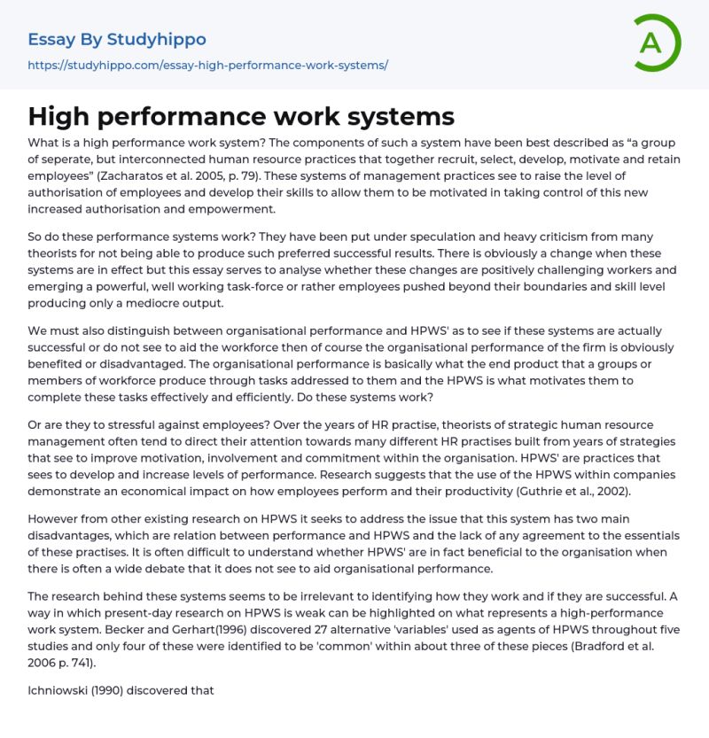 Analyzing High Performance Working Hpw Business Essay Example - Abstract Wallpapers - Premium Desktop Collection