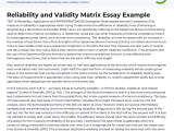 Reliability And Validity Matrix Essay Example Studyhippo