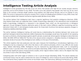 Intelligence Testing Article Analysis Essay Example Studyhippo