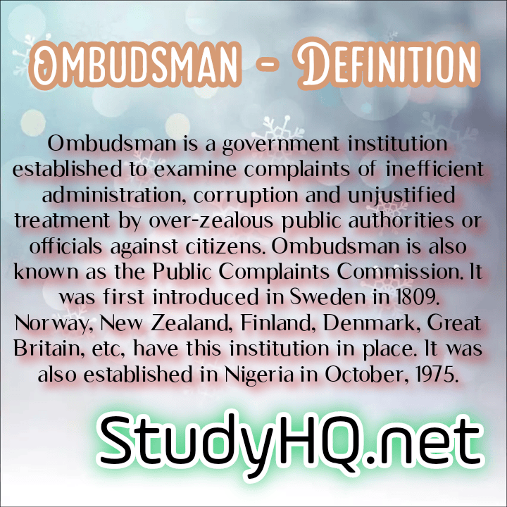 Ombudsman | Definition, Functions & Importance Definition of Ombudsman