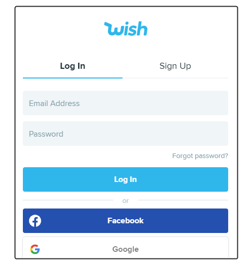 Wish Account Sign Up