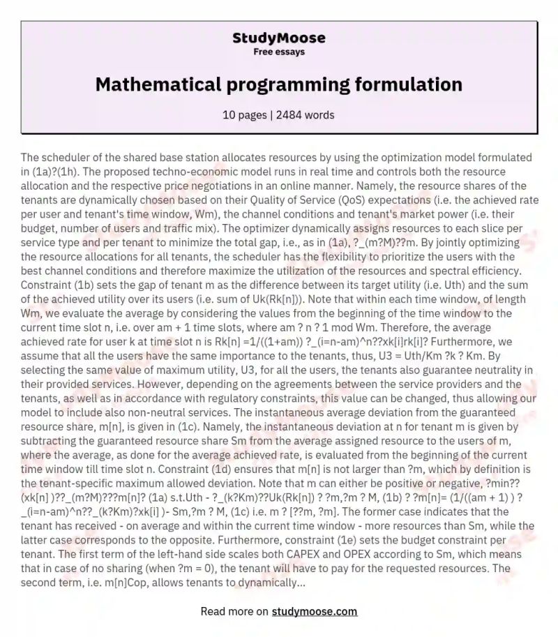 Mathematical Programming Mathematical Programming Model Formulation - Geometric Pattern Collection - Desktop Quality