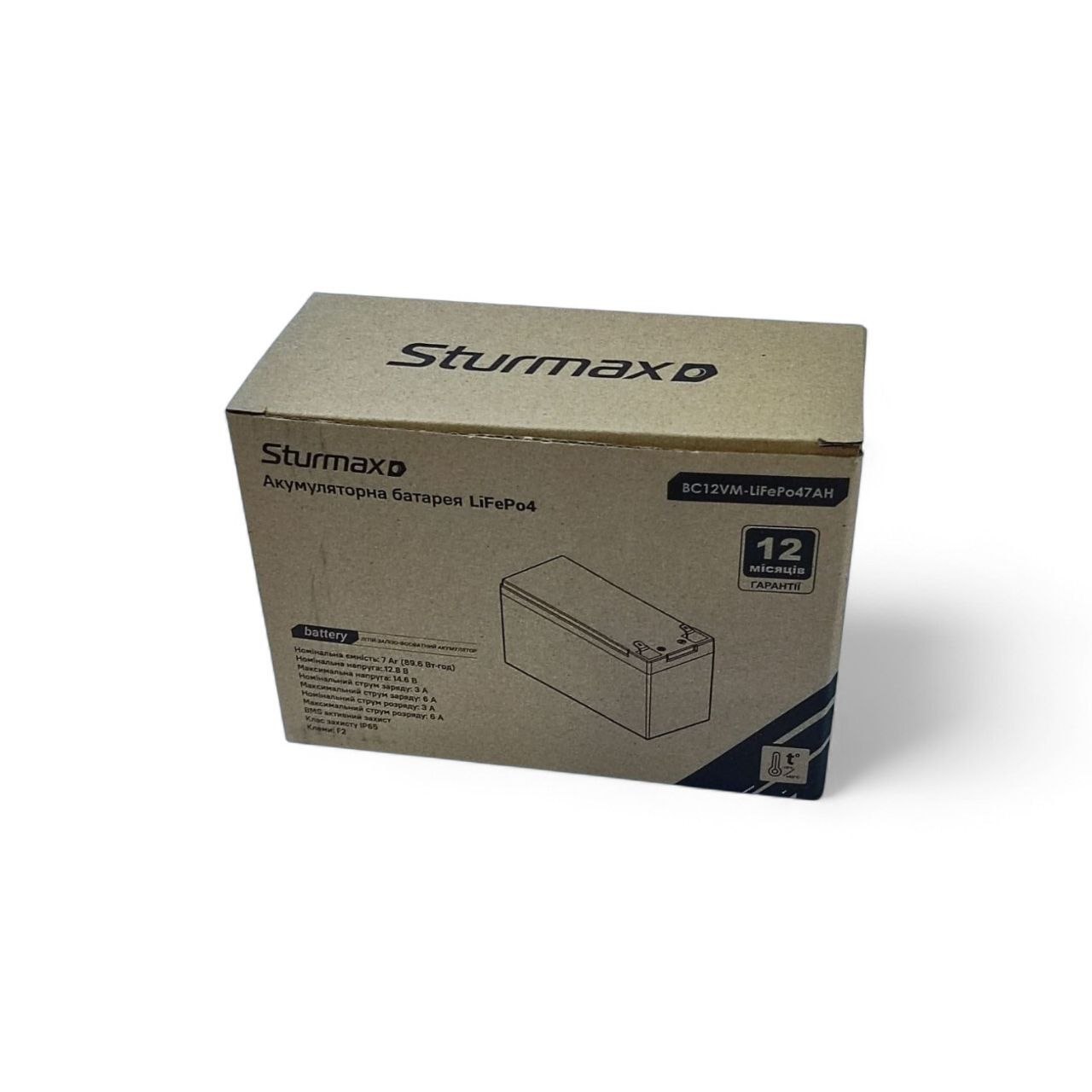 Акум. батарея LiFePo4 12.8В 7Аг Sturmax BC12VM-LiFePo47AH