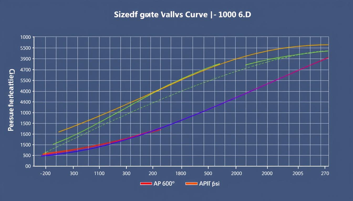 Pressure-temperature rating chart comparing API 600 vs API 6D gate valve differences