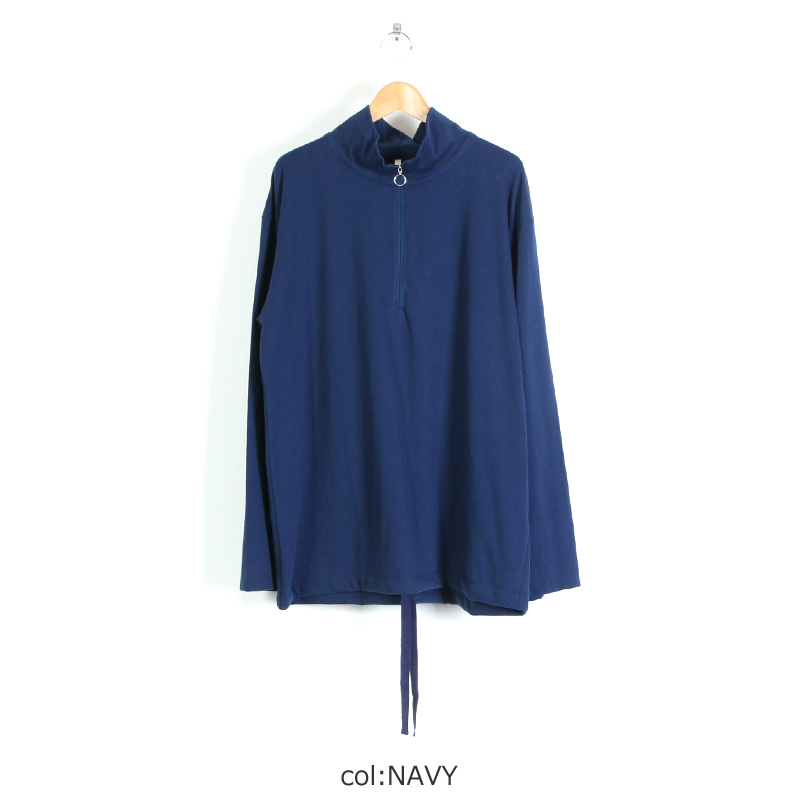 FUKAMI (フカミ) STAND NECK HALF ZIP LONG TEE / スタンドネック ハーフジップロンT