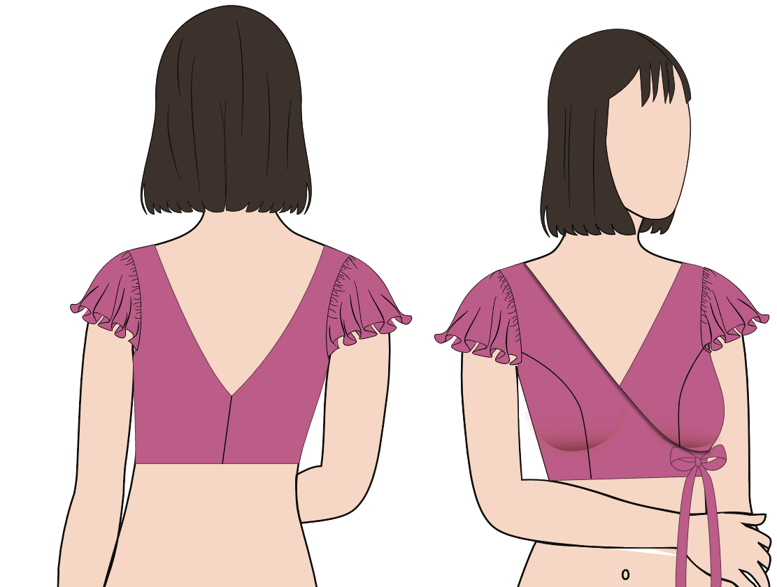 Deep VNeck Overlapping Front Blouse PDF Pattern